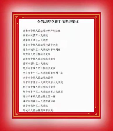 全省法院党建工作先进集体